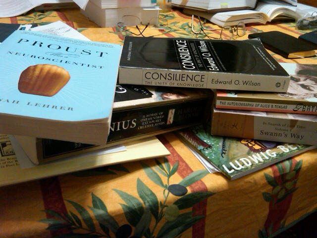 stack of poetry books